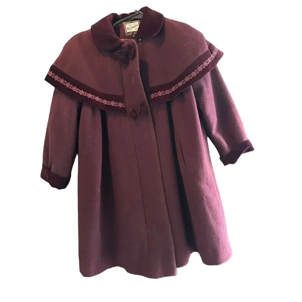 Rothschild Women's Purple 3/4 Sleeve Cape Wool Coat Plus Size 6X
